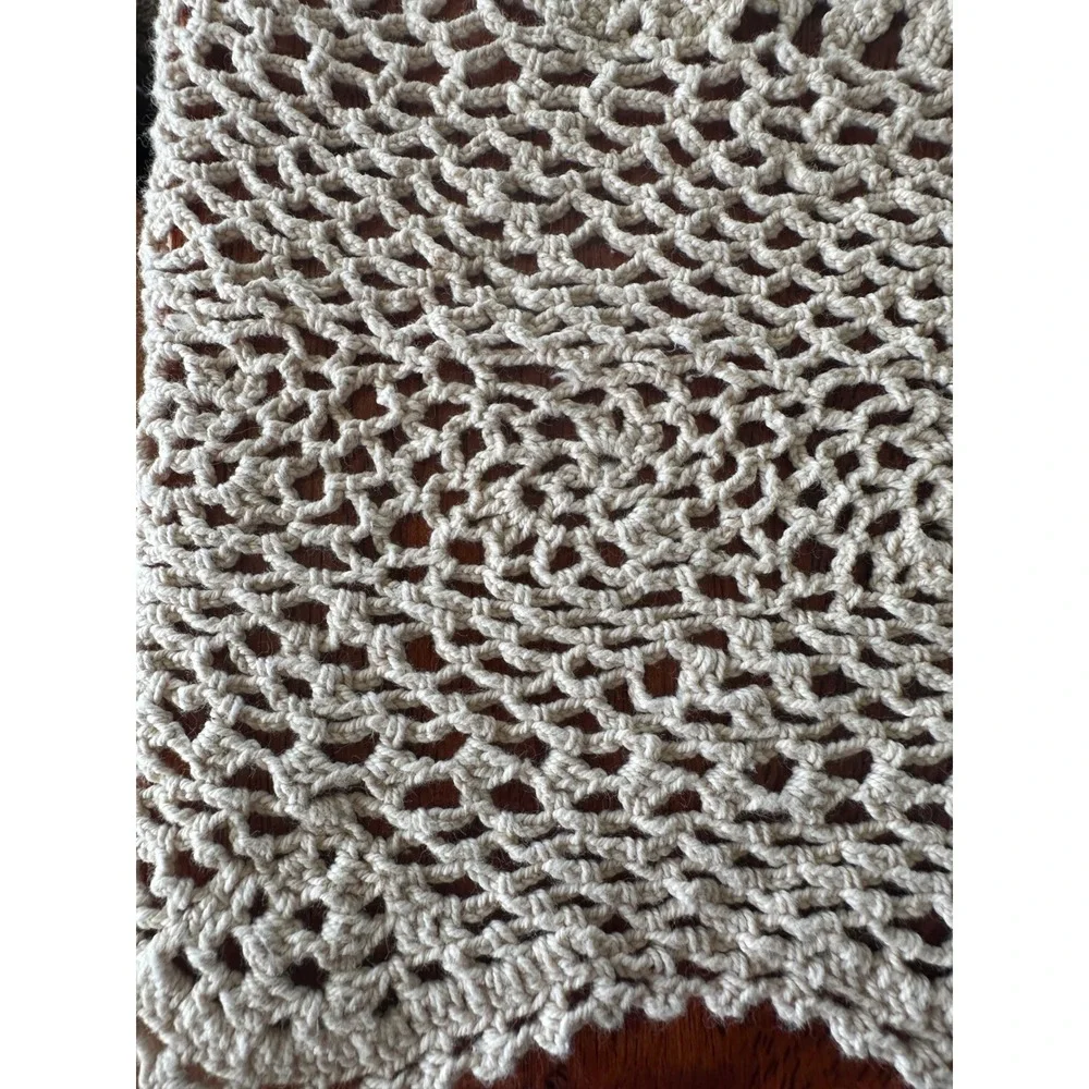 Unbranded Tablecloth Unisex 60x94 Crochet Lace Cotton Cream Vintage Farmhouse